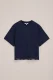WE Fashion – Meisjes T-shirt met kant – Regular fit – Donkerblauw – Katoen –
