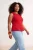 Trendyol Curve Dames Rood Effen Mouwloos Getailleerd Grote maten Blouses