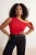 Trendyol Curve Dames Rood Effen Mouwloos Getailleerd Grote maten Blouses