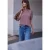Street One Studio Dames Shirt met ronde hals en kanten mouwen in Roze