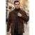 Heren Western Retro Brown Cowboy Suède Leren Fringe Jas – Karmozijnrood