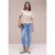 Street One Dames Shirt met korte mouwen en gestructureerde strepen in Beige