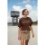 TRENDYOLMİLLA Dames Bruin Slogan Kort Relaxed fit T-shirts
