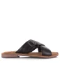 Lazamani Lazamani – Leren mules black met gekruis Zwart Leer Platte sandalen Dames