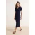 TRENDYOLMİLLA Dames Donkerblauw Effen Midi Kort Casual Bodycon Jurken