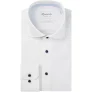 Michaelis Uni wit twill overhemd met donker knopen