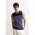 Slim Fit Gestreepte Crew Neck Mouwloos T-shirt