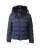 Prada Gewatteerde Jas met Bontkraag in Marineblauw Polyester