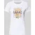 Liu Jo White T-shirt met labelprint en siersteentjes