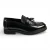 Heren loafers van imitatieleer, zwart, met kwastjes en profielzool.