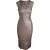 Herve Leger bandagejurk met ronde hals in metallic roségoudkleurige rayon