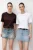 Oversized Geribbelde Crew Neck Twee-Delige T-Shirt Set