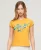 Superdry Vrouwen T-shirt met Kapmouwen, Bloemenprint en Tekst Geel