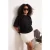 Trendyol Curve Dames Zwart Effen Kort Getailleerd Grote maten Blouses