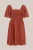 WE Fashion – Dames midi jurk met smokdetail – Curve – Regular fit – Terra Cotta –   Plus Size