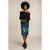 River Woods Straight Sequin Midi Skirt Green