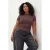 Trendyol Curve Dames Bruin Effen Kort Getailleerd Grote maten Blouses