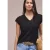 Street One Dames Shirt met overhangende schouders en V-hals in Zwart