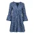 Indigo bloemen jurk met geplooide naden