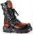 New Rock Flame geaccentueerde zwart/rode leren biker-schedellaarzen – 107-S1