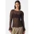 PIECES kanten semi-transparante top – donkerbruin
