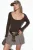Dames Geribbelde Lange Mouw Crop Top