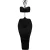 Honeyz Midi-jurk met halternek en mesh-details voor dames, met strakke pasvorm (Zwart)