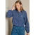 LOLALIZA gestreepte blouse met borduursels – blauw/ecru