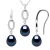 Normandië Versiering ketting en oorbellen Dangle Black Pearl Zoetwater 925