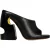 Off White Dames/Dames Uitgesneden Leren Hoge Blokhak Muiltjes (ZWART/GEEL)