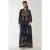 Geprinte Lange Mouwen Viscose Maxi Jurk