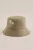 WE Fashion – Heren vissershoed met embroidery – Regular fit – Bruin – Linnen –