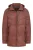 Heren bruine leren gewatteerde jas met capuchon en puffer winterjas – Olyic
