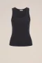 WE Fashion – Dames singlet van ribstof – Zwart – Katoen –