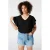 MS Mode aansluitend top met ruches Plus Size – zwart
