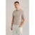 WE Fashion regular fit t-shirt met linnen fijn gebreid lichtbruin
