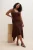 Trendyol Curve Dames Bruin Effen Midi Mouwloos Casual A-lijn Grote maten Jurk