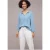 Street One Dames Blouse met 3/4 mouwen en gespleten hals in denimlook in Blauw