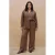 VERO MODA CURVE satijnen straight leg casual broek Plus Size – bruin