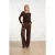 Smashed Lemon Flared broek met suèdelook in donkerbruin |