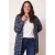 Miss Etam Plus gebreid gebloemd vest – donkerblauw