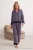 TRENDYOLMİLLA Dames Donkerblauw Geometrisch patroon Lang, Regular fit Pyjama- Sets