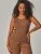 YOU LOOK PERFECT Gebreide top ‘TOP BLOSSOM – Geripptes Merino Top mit Rundhals’  cognac