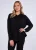 Zwart gestructureerd oversized shirt met lange mouwen