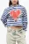Tweekleurige gestreepte cropped hoodie met hartjesprint in Bianco, Blu