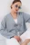Viscose Blend V-Hals Lange Mouw Kimono met Binding Detail