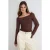 TRENDYOLMİLLA Dames Bruin Gestreept Driekwart mouw Getailleerd Blouses
