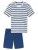 SCHIESSER Pyjama kort ‘ Casual ‘  blauw / wit