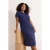 Trendyol Curve Dames Donkerblauw Effen Midi Kort Casual A-lijn Grote maten Jurk
