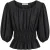 Gestructureerde U-Kraag Driekwart Mouw Peplum Blouse
